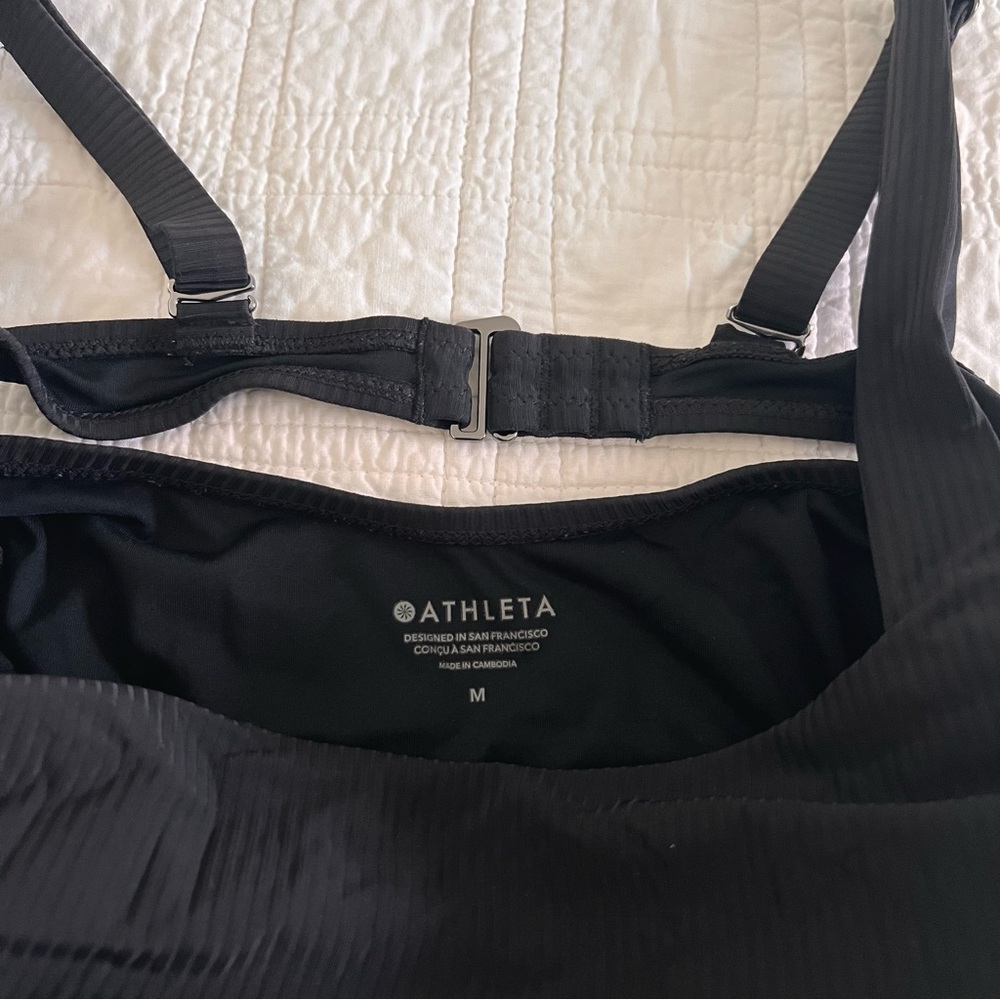 Athleta One Piece Swimsuit Square Neckline Black Size Medium - Picture 6 of 7